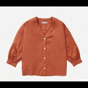 Everlane Silky Cotton Lantern Top Sz 8 Terracotta